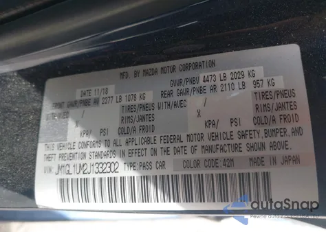 2018 Mazda Mazda6 Sport z USA, uszkodzony, nr VIN JM1GL1UM2J1332302